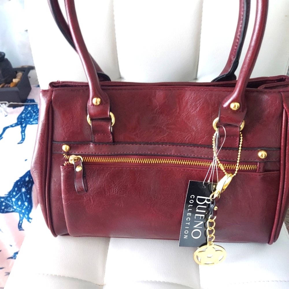 Tote bag burgundy and gold
